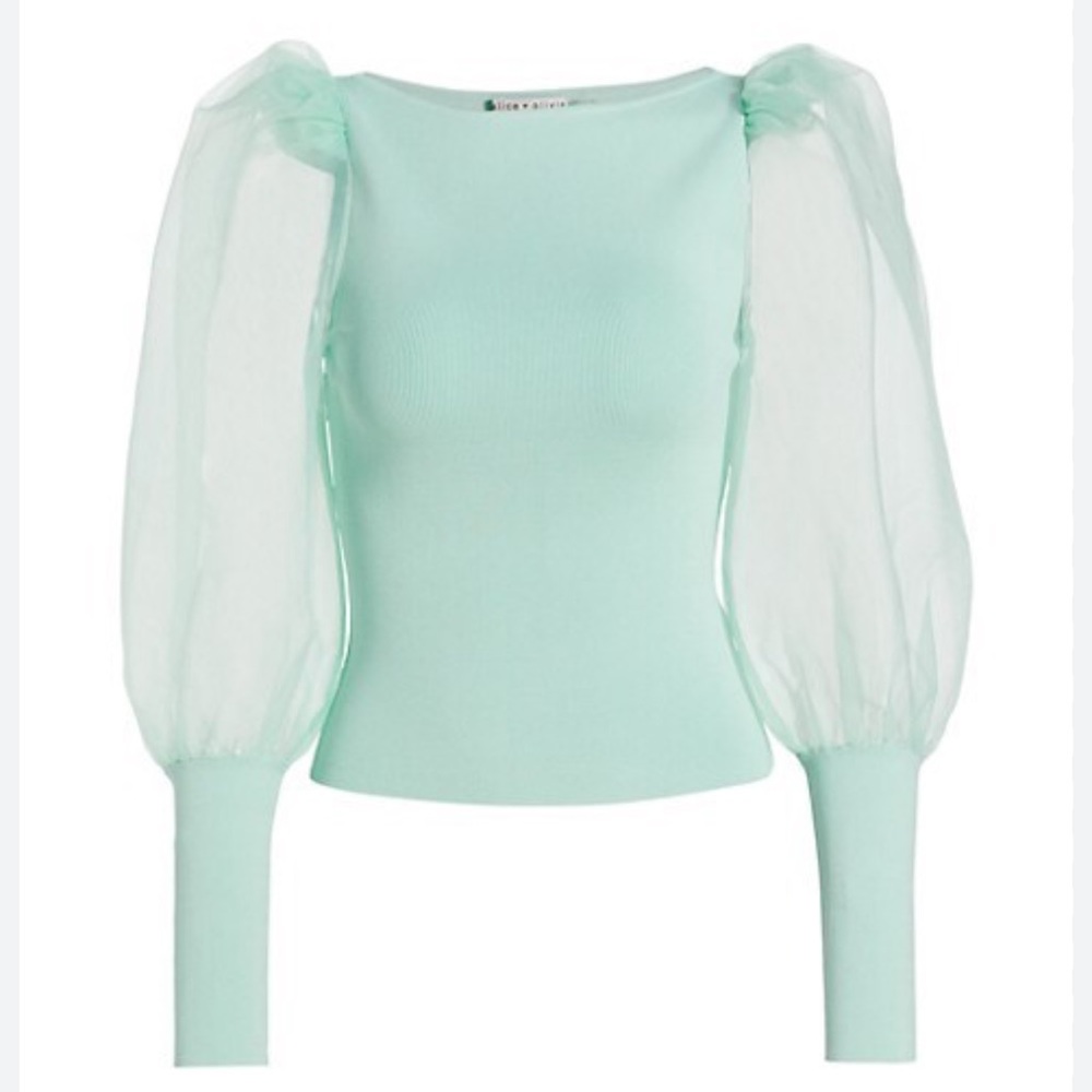 Alice and Olivia Abella long Puff-Sleeve Top in L - Picture 2 of 4
